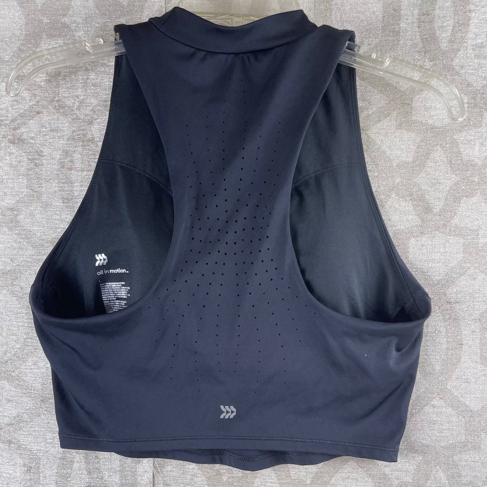 All In Motion High Neck Sports Bra Women L Black NWT Laser Cut Light Support - Picture 2 of 8